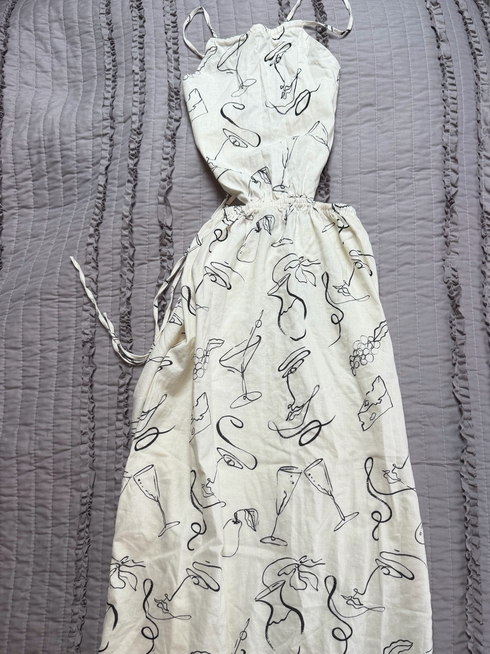 Peppermayo White Maxi Dress with Black Line Print